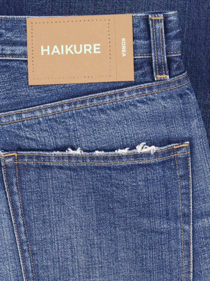 Haikure Wide-Leg Denim Jeans With Five-Pocket Design And Subtle Whiskering
