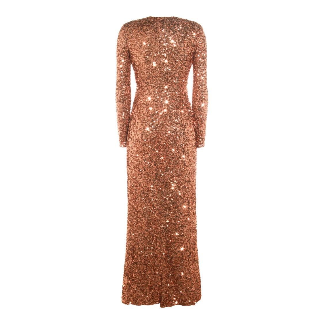 Elisabetta Franchi Bronze Long-Sleeve Maxi Dress
