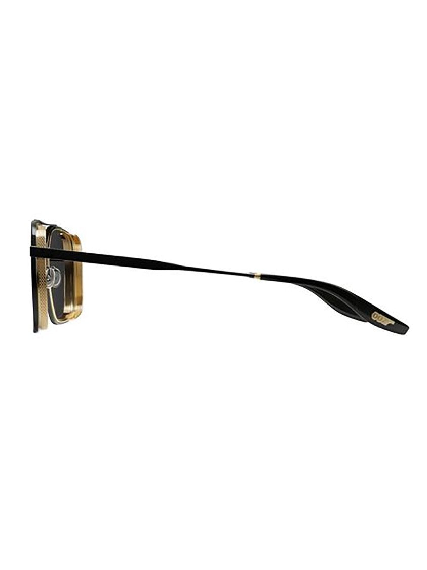 Barton Perreira Rectangular Black Frame Sunglasses With Gold Accents