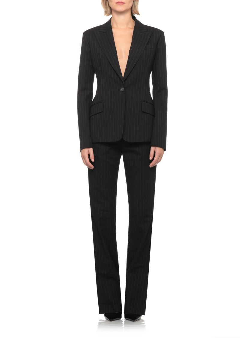 The Andamane Black Pinstriped Tailored Blazer