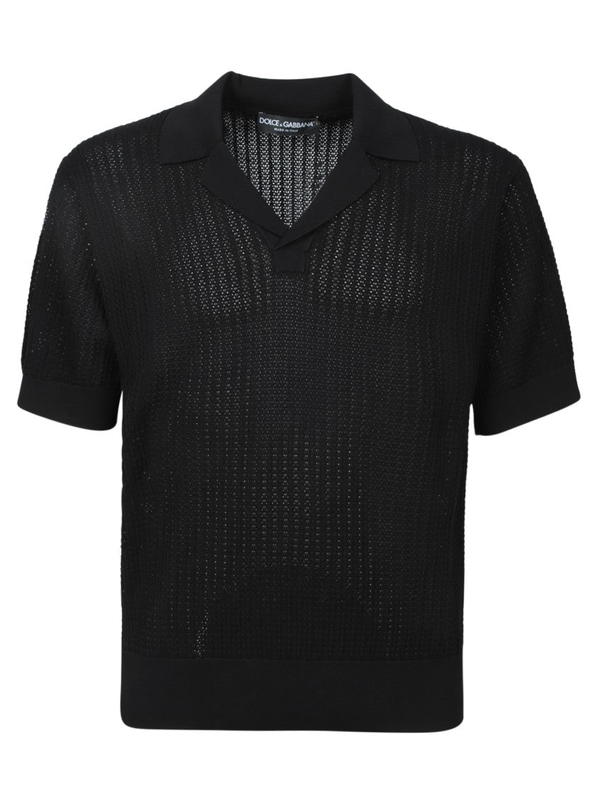 Dolce & Gabbana Knitted Polo With Contrast Collar And Button Closure