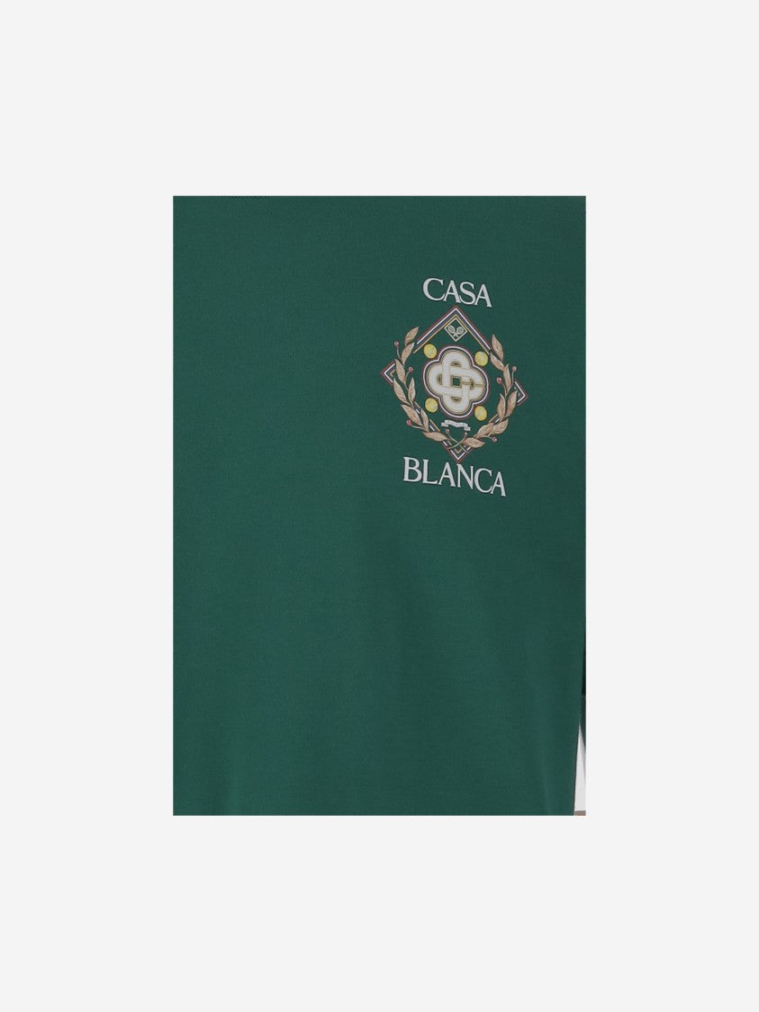 Casablanca Crew Neck Cotton T-Shirt With Dual Logo