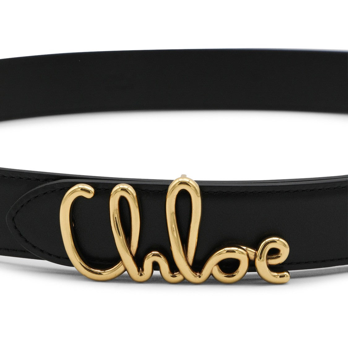 Chloé Black Leather Logo Closure Belt