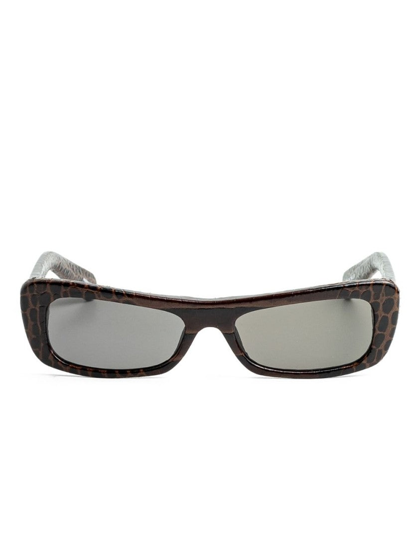 Jacquemus Rectangular Brown Frame Sunglasses With Textured Pattern