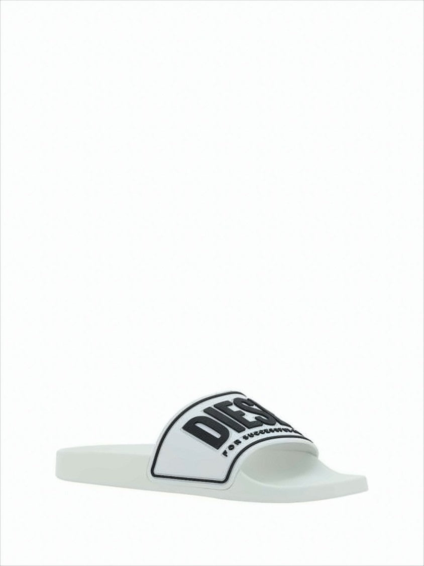 Diesel Minimalist White Rubber Slide Sandals