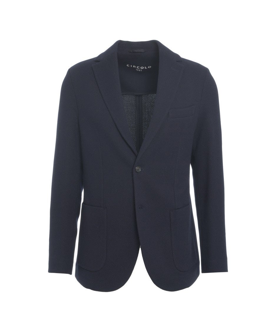 Circolo 1901 Single-Breasted Knit Texture Blazer With Applied Pockets