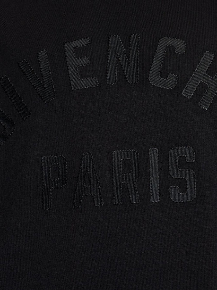Givenchy Embroidered Slogan Black T-Shirt With Crew Neck