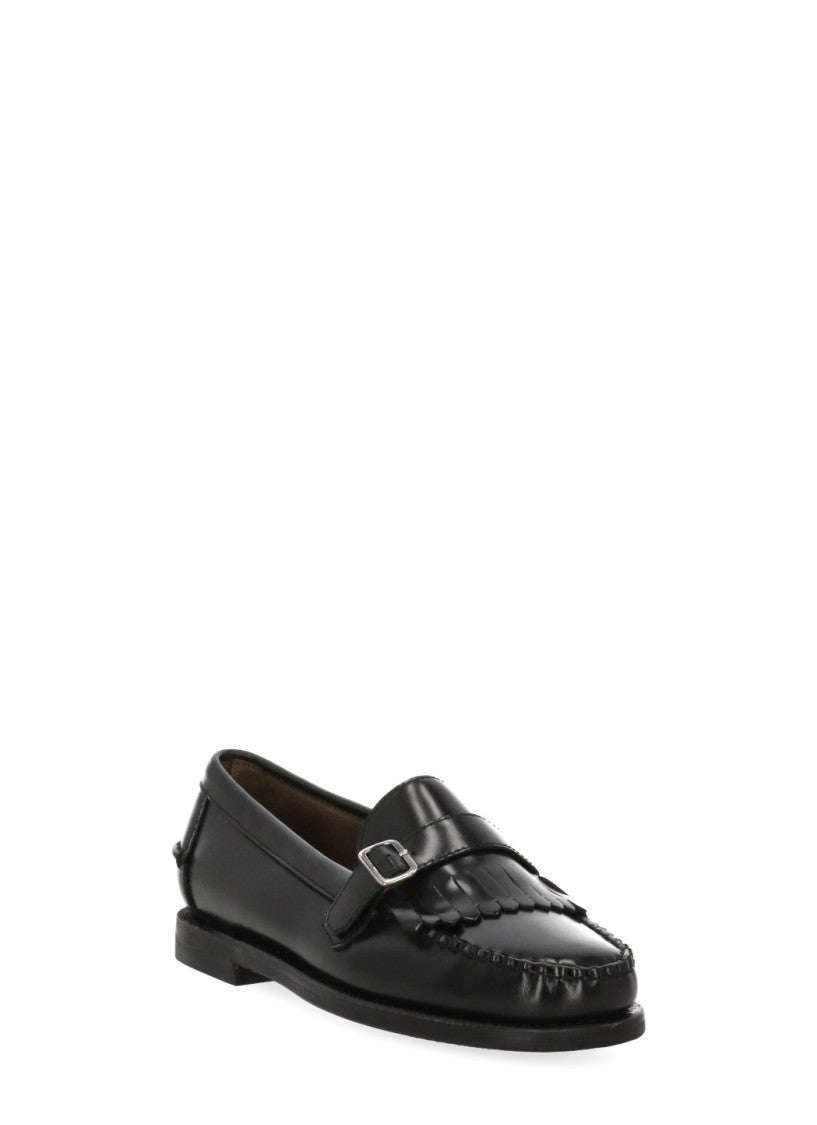 Sebago Black Patent Leather Buckled Loafers