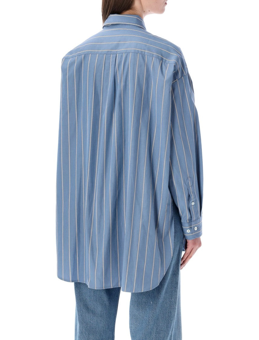 A.P.C. Vertical Stripe Cotton Shirt With Classic Collar