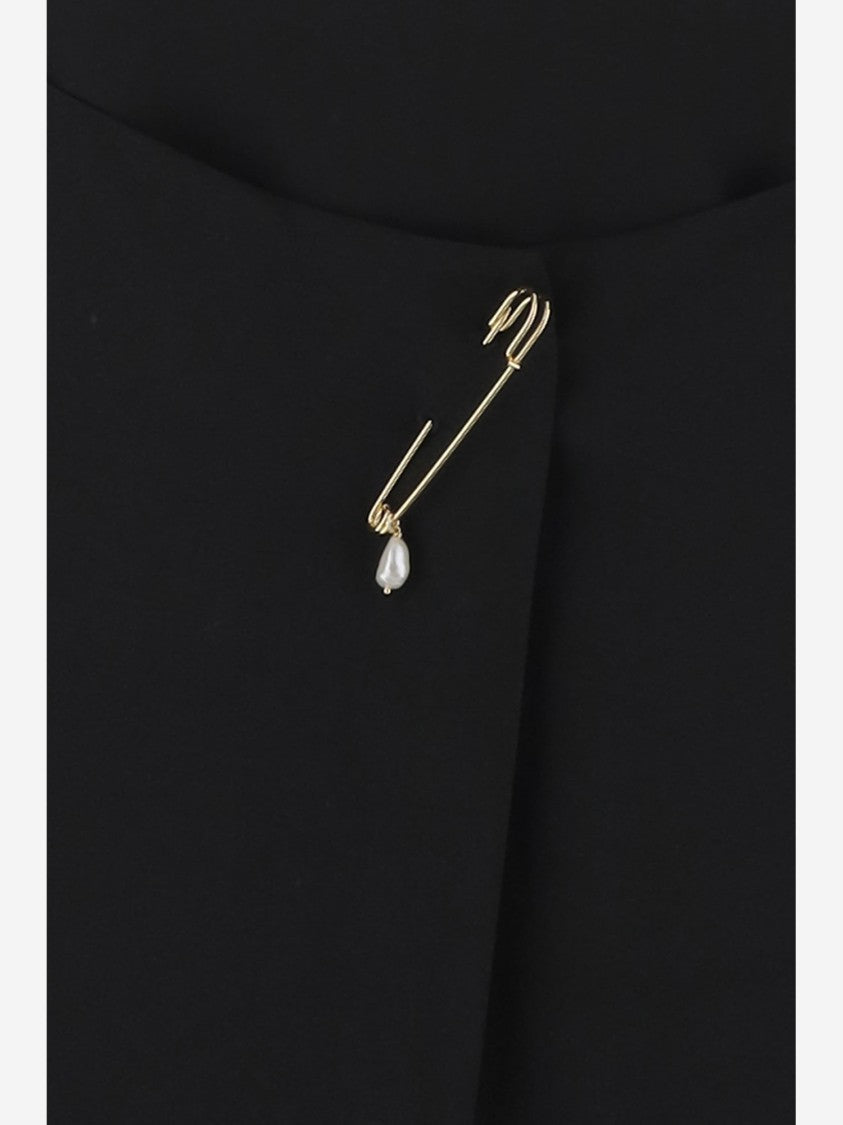 Carven Crepe Skirt With Brooch