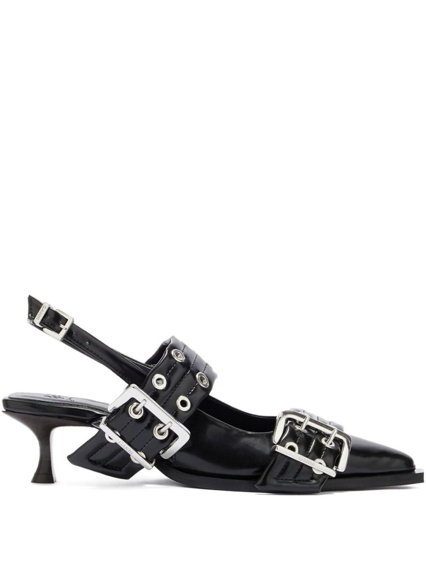 Ganni Pointed Toe Flats With Wide Straps