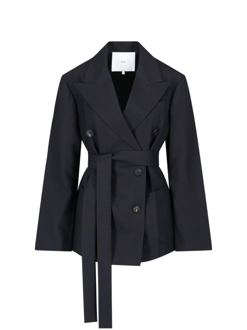 Setchu Enrico' Double-Breasted Blazer – Black