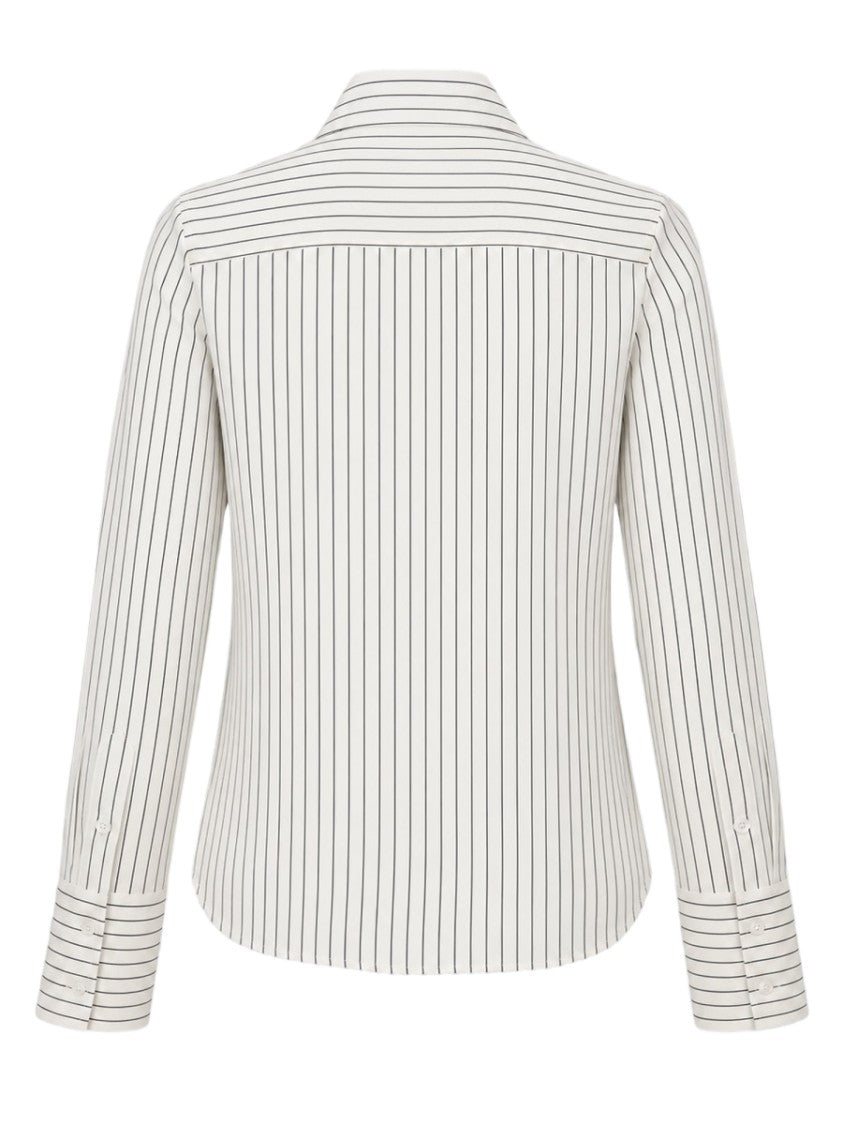 Co Tailored Classic Collar Striped Silk Blouse