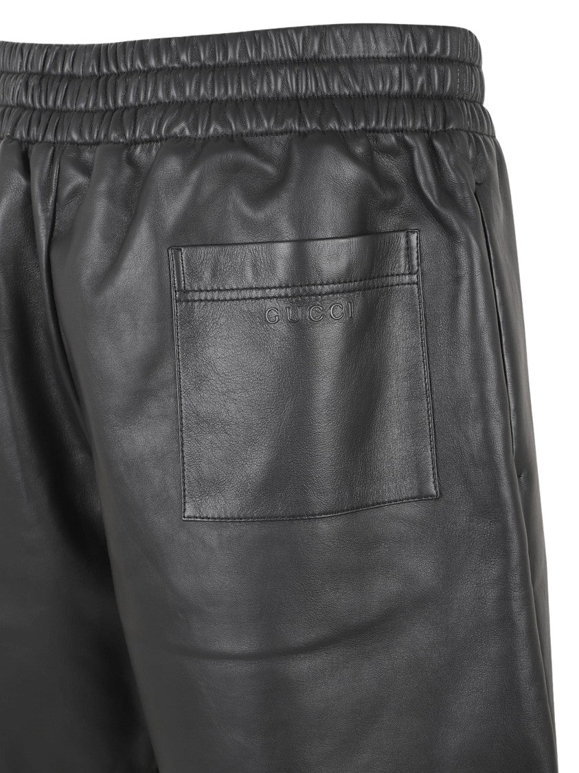 Gucci Relaxed Black Lamb Leather Shorts