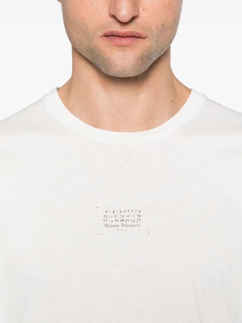 Maison Margiela White Cotton T-Shirt With Logo Stamp