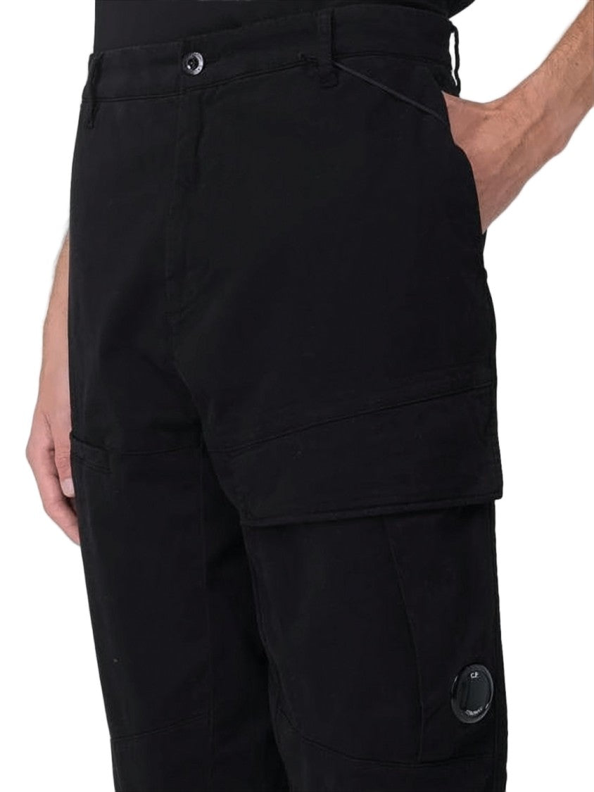 C.P. Company Minimalist Black Straight Pants With Utilitarian Flap Pocket