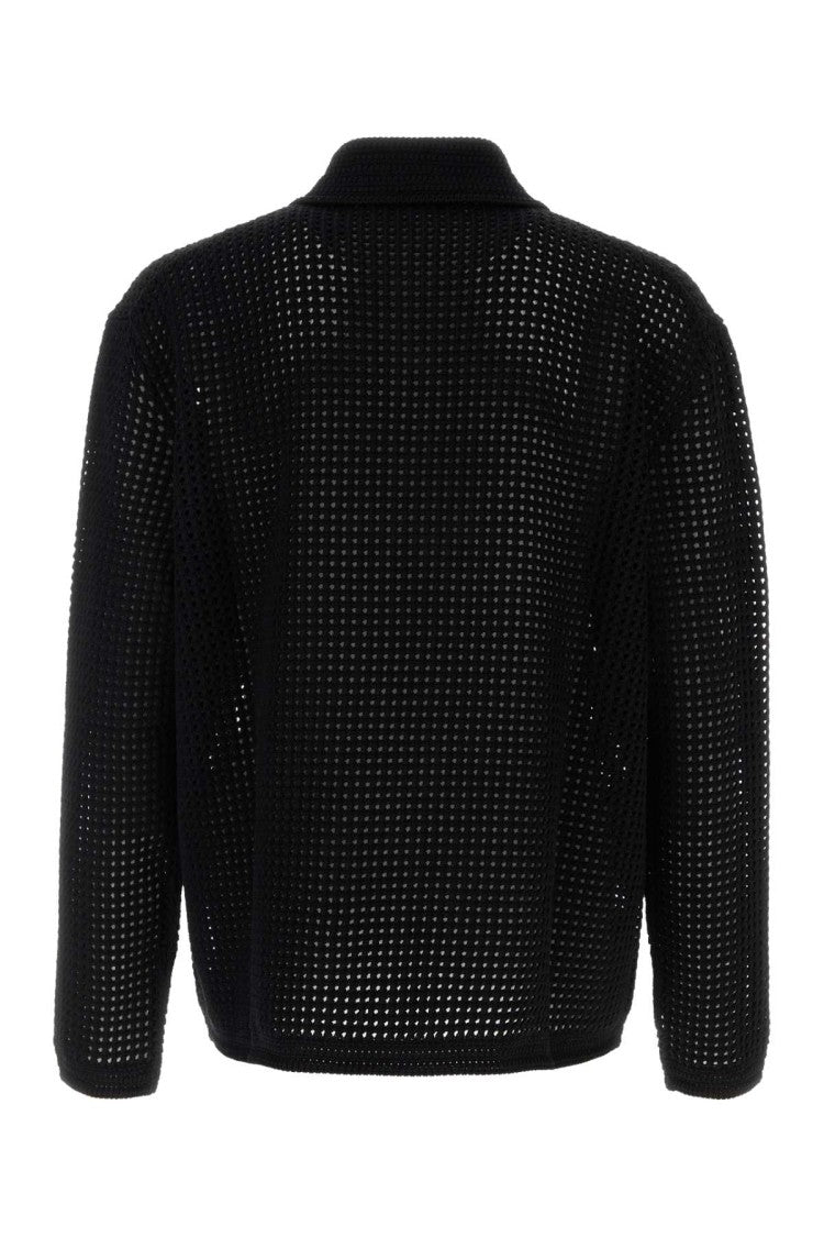 Gucci Black Crochet Polo Shirt