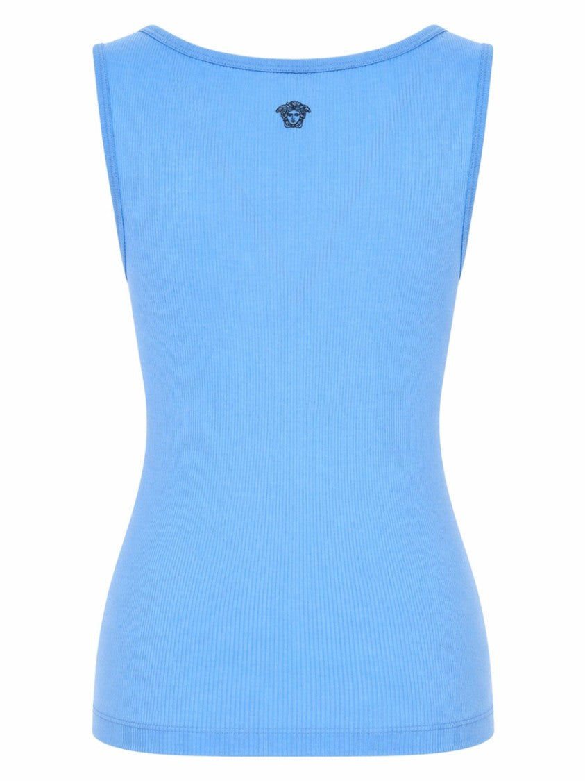 Versace Virgin Wool Ribbed Fitted Tank Top