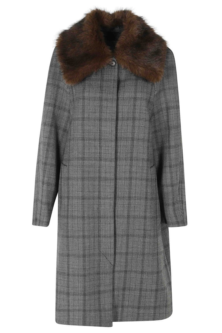 Tela Gray Gavin Fur Trim Wool Long Coat