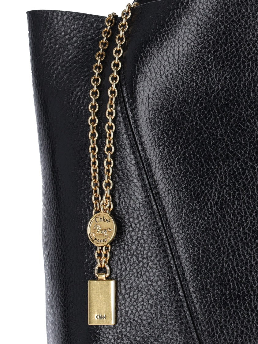 Chloé Black Spin Pebbled Leather Tote Bag
