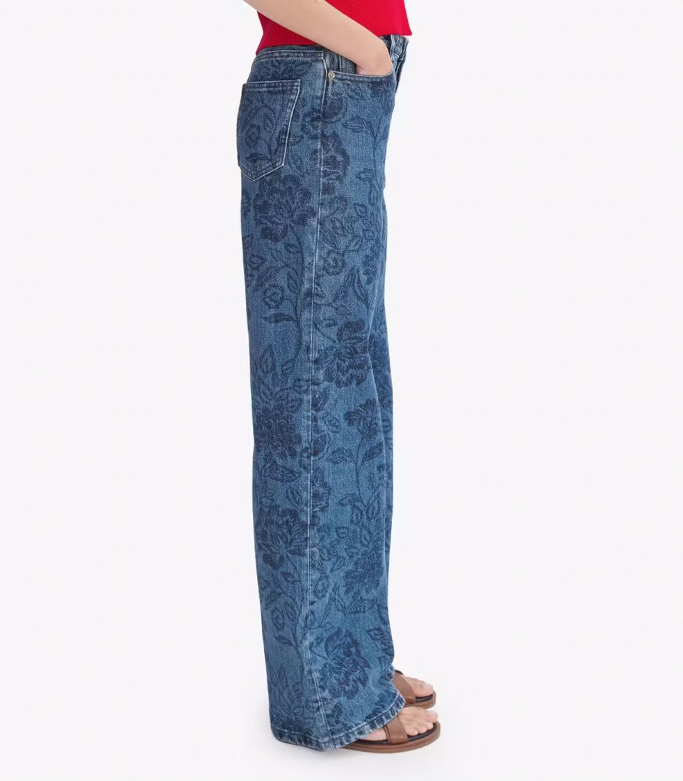 A.P.C. High-Rise Floral-Print Denim Jeans With Straight Leg