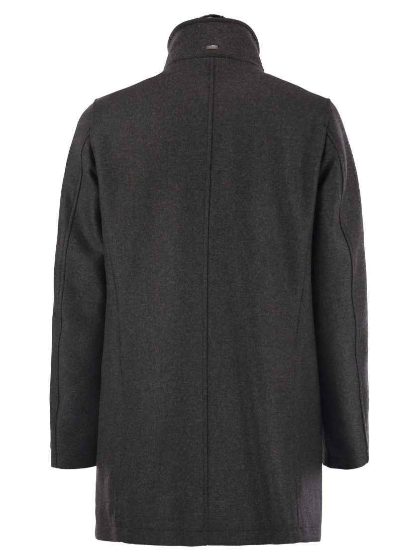 Herno Wool Coat With Detachable Collar