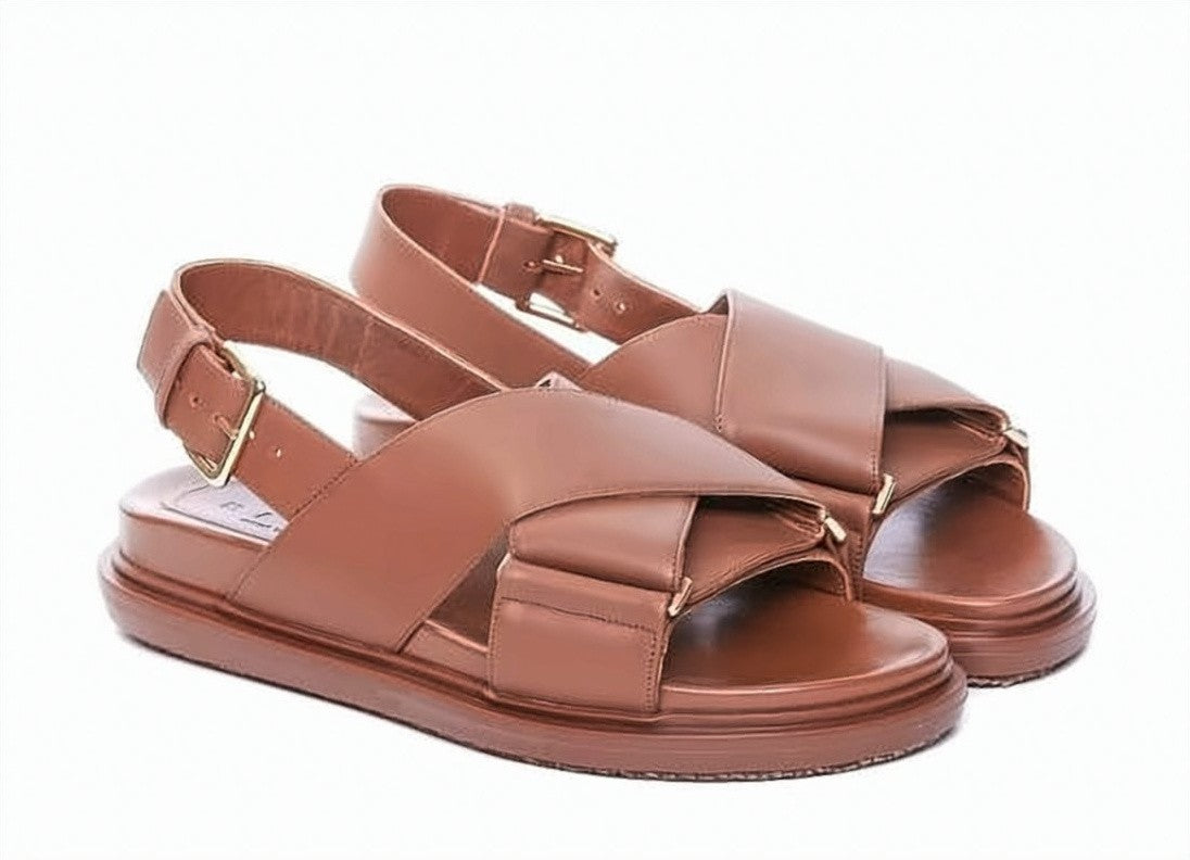 Marni Padded Leather Sandals With Elevated Rubber Sole