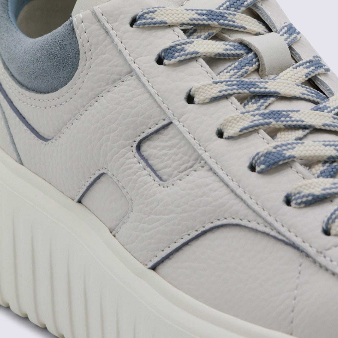 Hogan White And Light Blue Leather Sneakers
