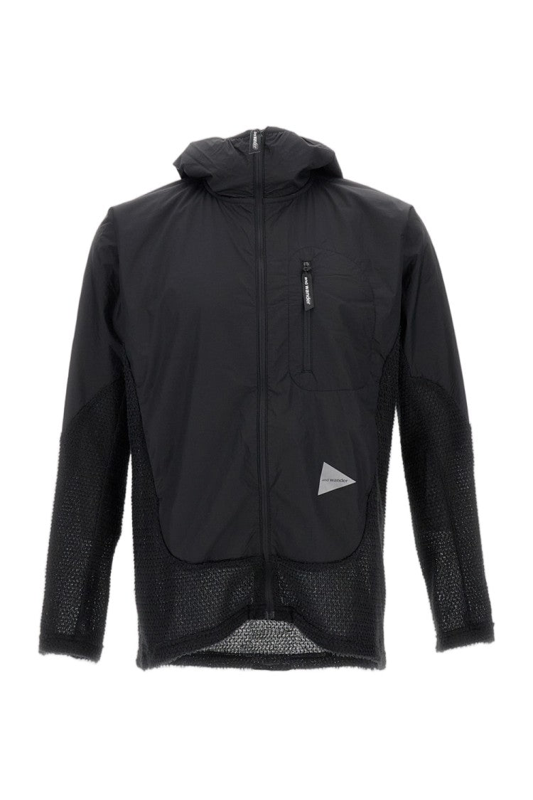 And Wander Hooded Black Jacket With Fleece Inserts And Zip Detailing