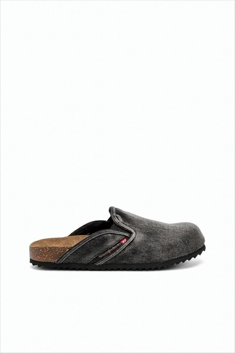 Diesel Textured Grey Mules With Vintage Aesthetic