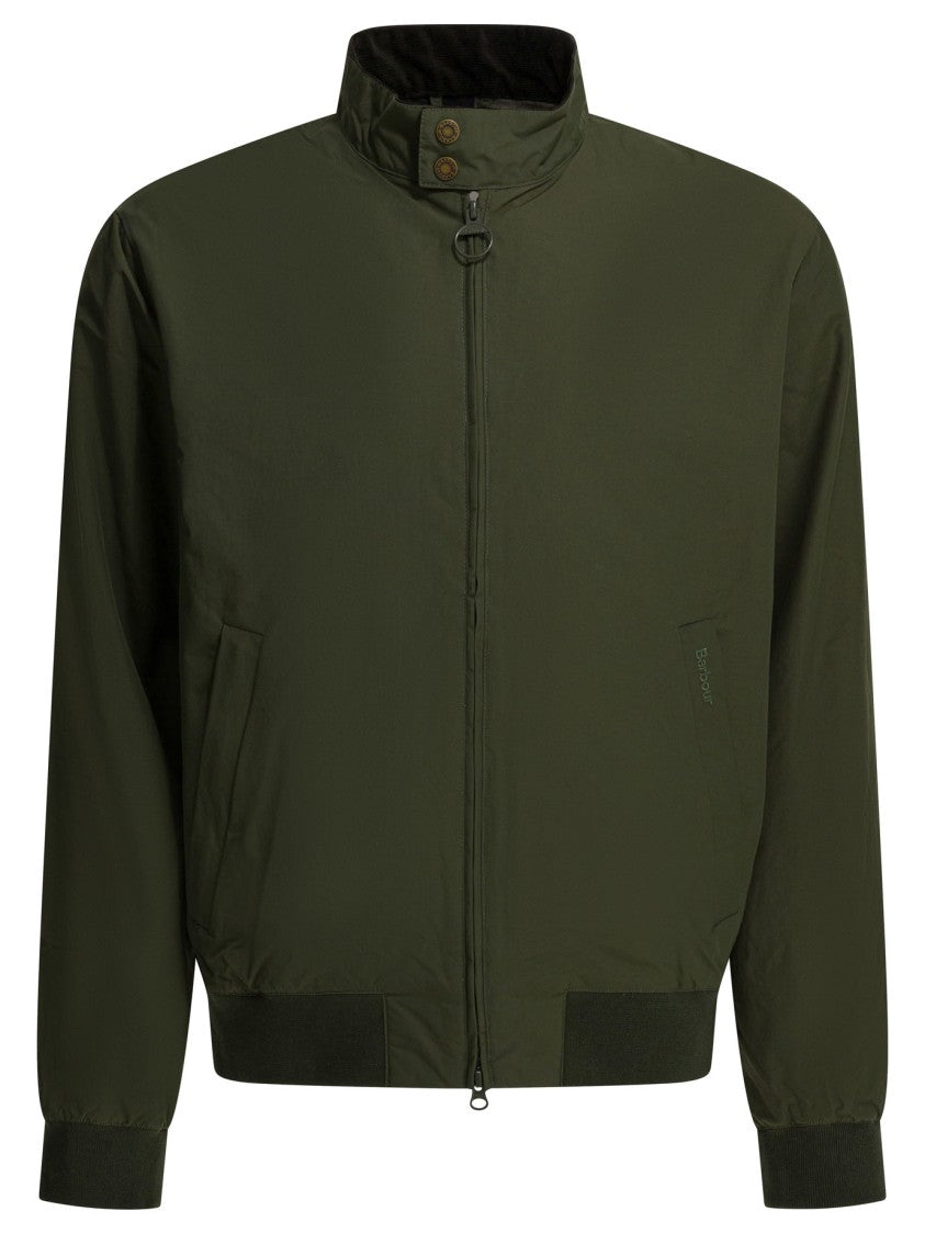 Barbour High-Collar Minimalist Jacket With Ribbed Cuffs