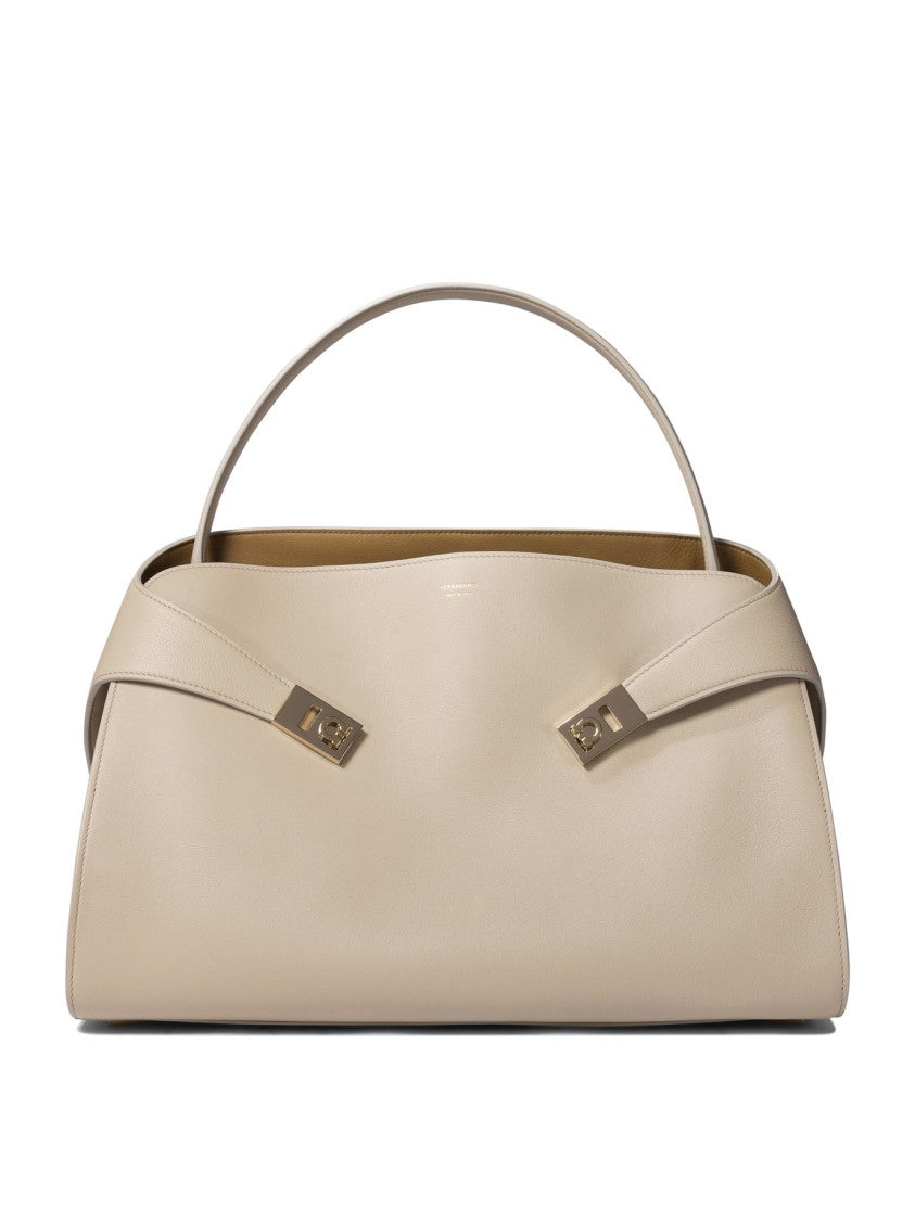 Ferragamo Structured Leather Shoulder Bag With Gold-Tone Accents