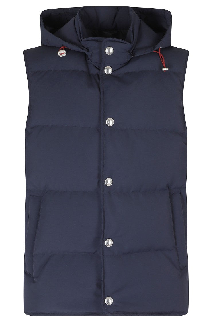 Eleventy Padded Vest With Detachable Hood And Snap Button Closure