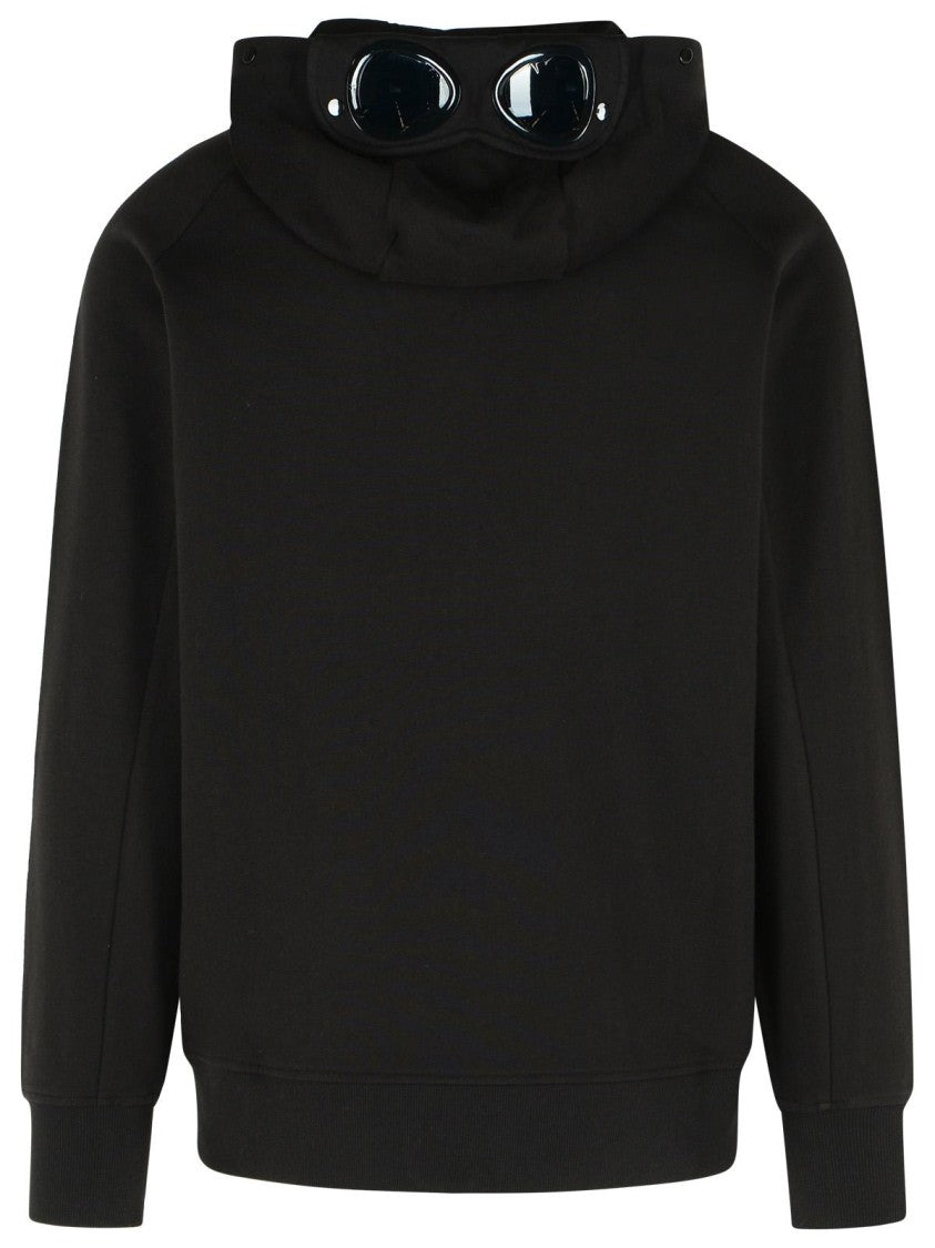 C.P. Company Black Cotton Sweatshirt With Integrated Glasses And Functional Details