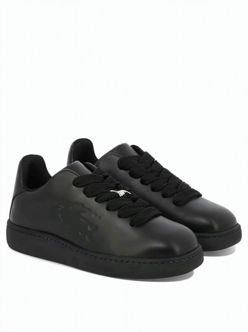 Burberry Low-Top Black Leather Sneakers With Embossed Logo