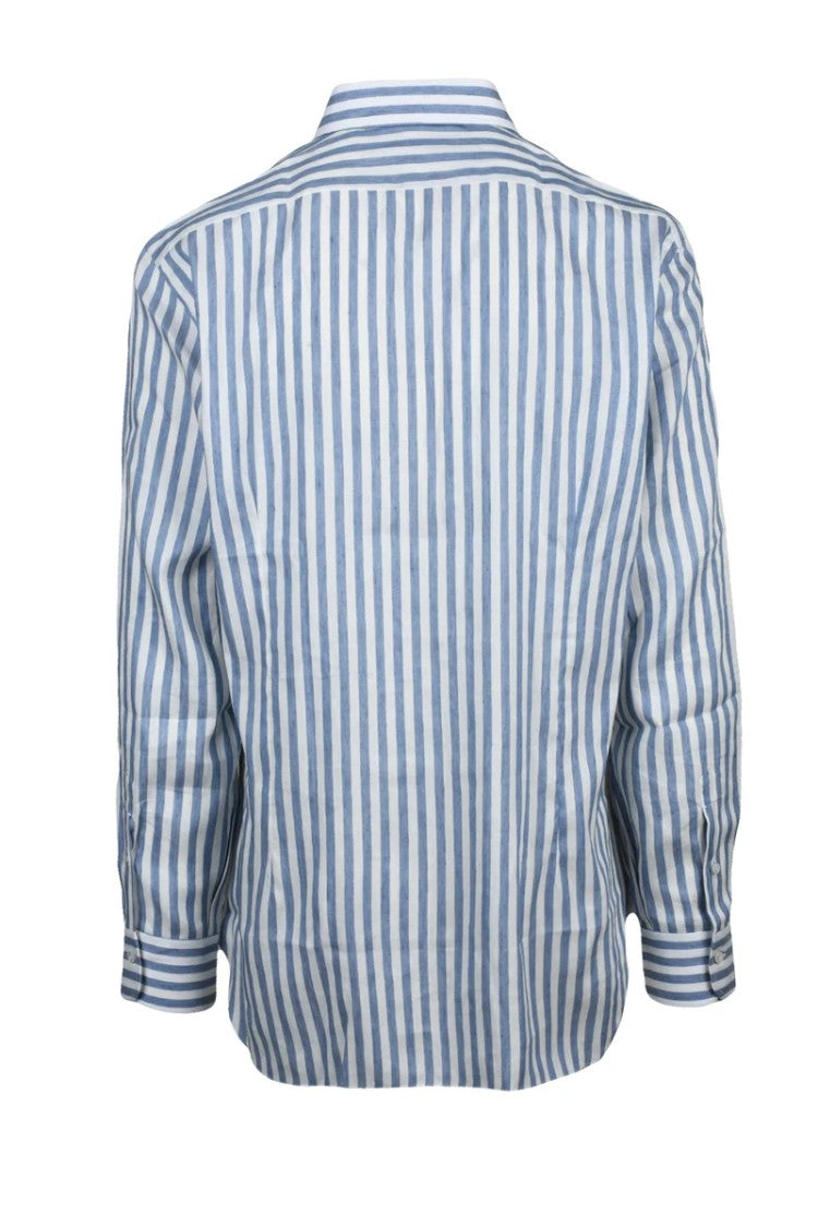 Barba Napoli Linen Lyocell Shirt - White/Blue