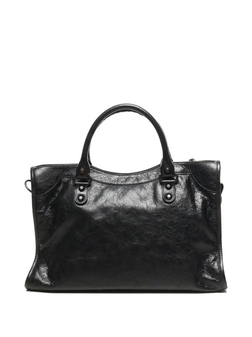 Balenciaga Black City Medium Textured Leather Shoulder Bag