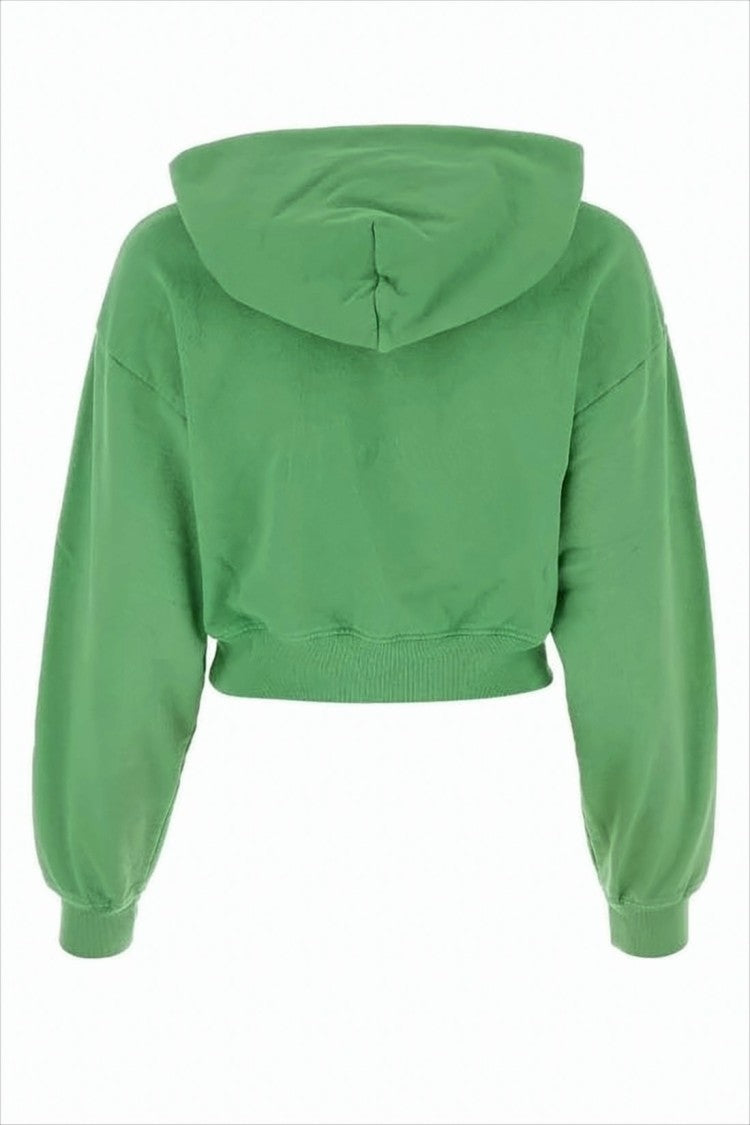Sporty And Rich Green Cropped Hoodie With Relaxed Fit