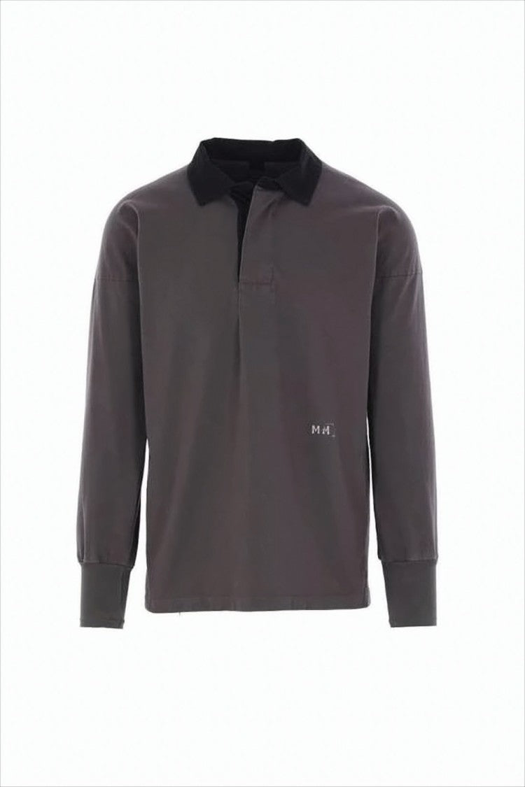 Maison Margiela Long-Sleeved Polo Shirt With Cropped Fit And Contrasting Collar