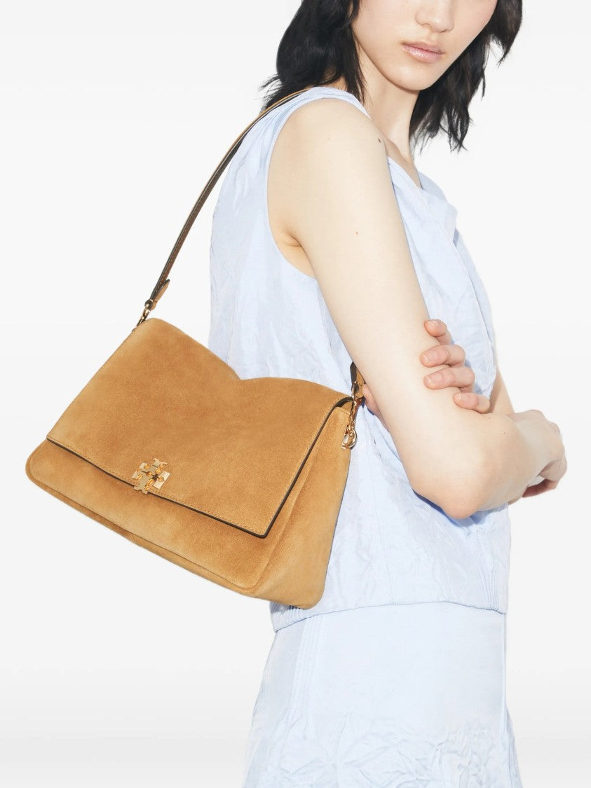 Tory Burch Brown Charlie Structured Suede Shoulder Bag