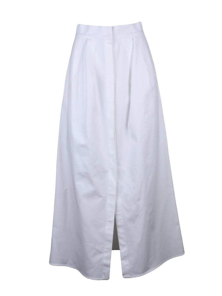 Max Mara Alcade Long Cotton Skirt With High Waist And Pleated Detailing