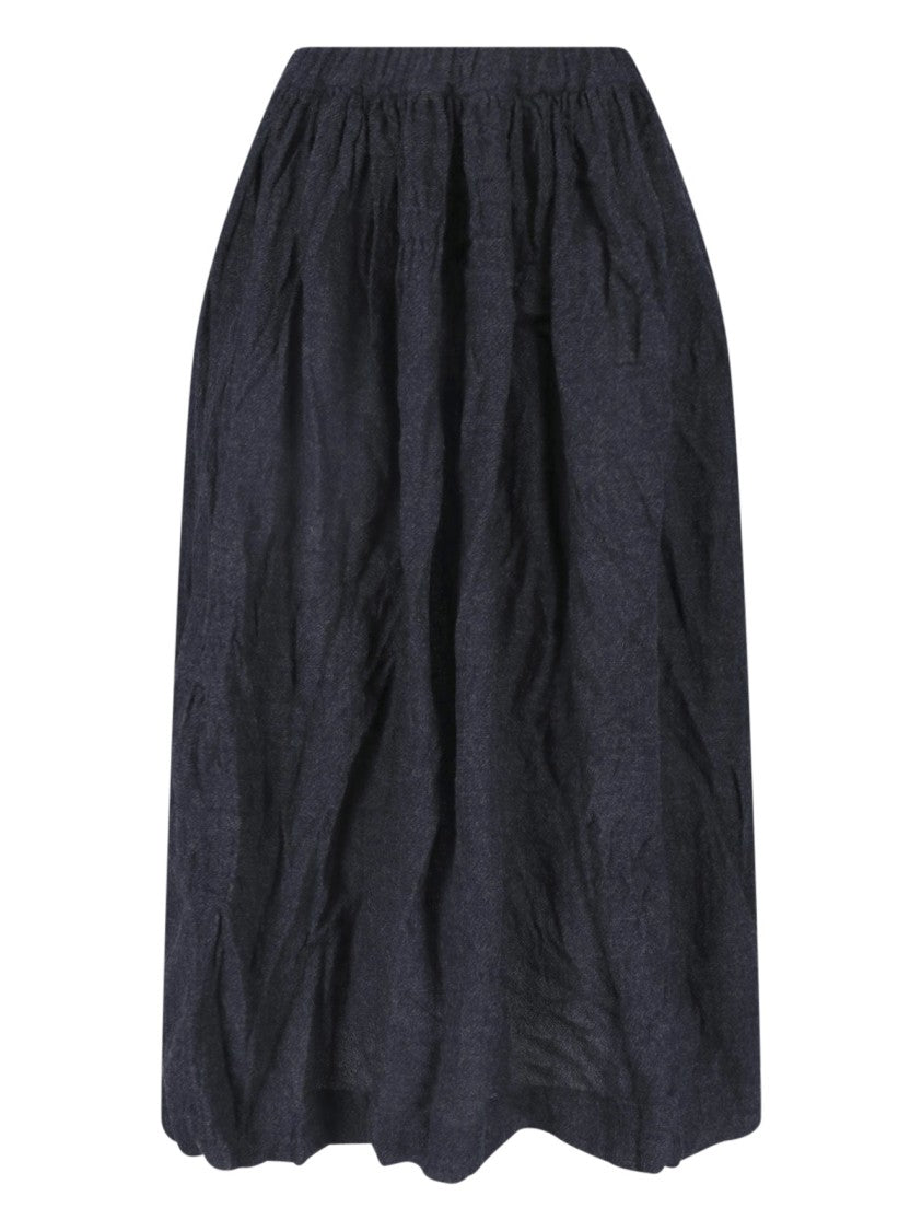 Daniela Gregis Grey Wool Elastic Waist Midi Skirt