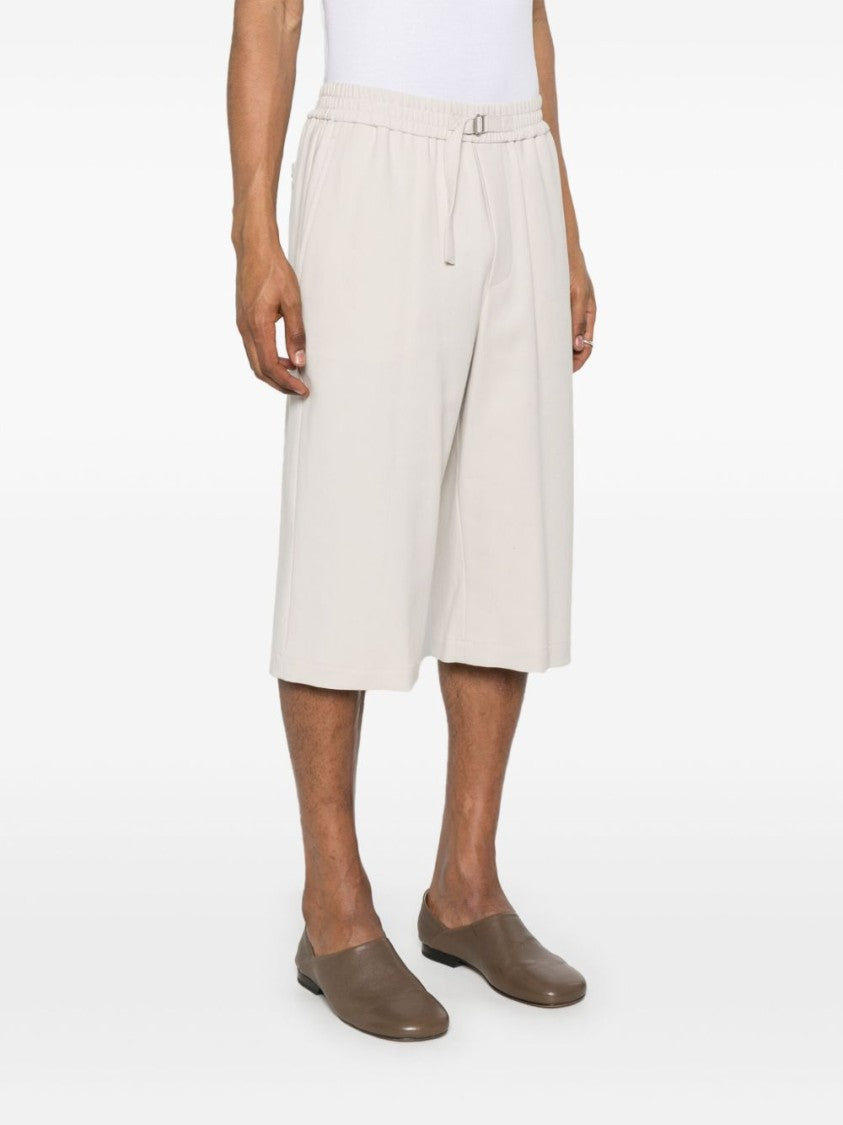 Ami Paris Light Beige Elasticated Waistband Cotton Shorts