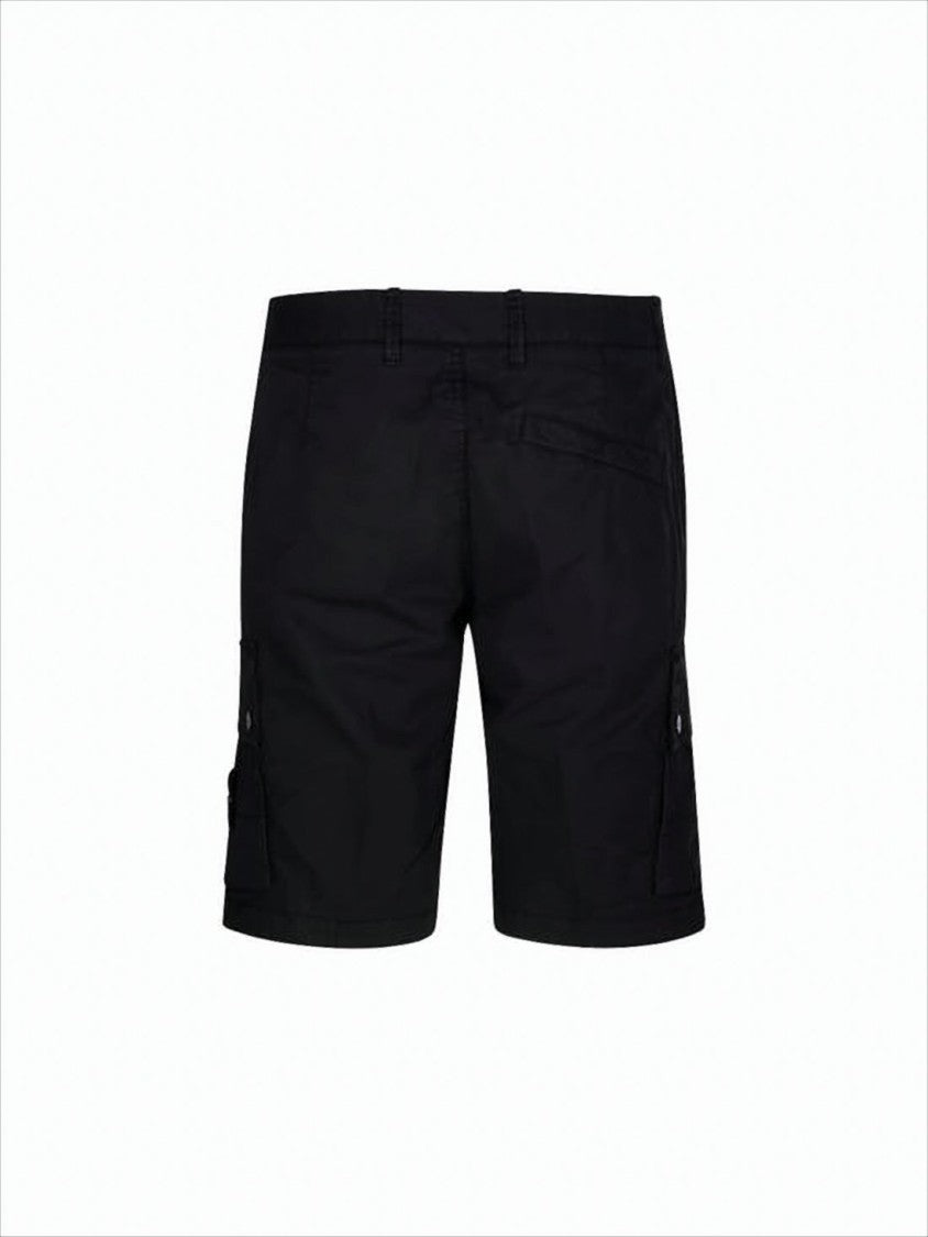 Stone Island Classic Black Short Pants With Versatile Designpockets