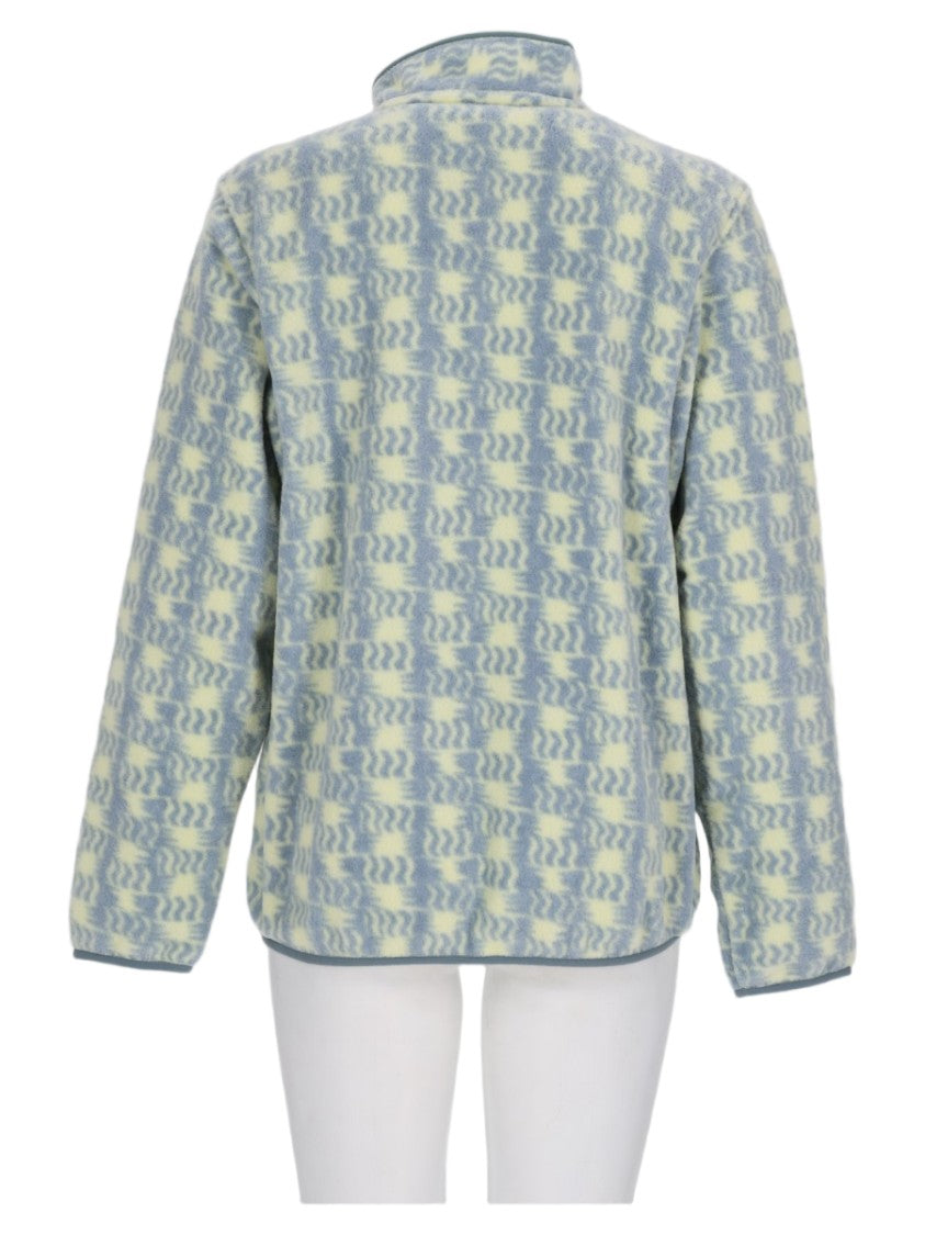 Patagonia Abstract Patterned Fleece Sweater With High Collar And Snap Buttons