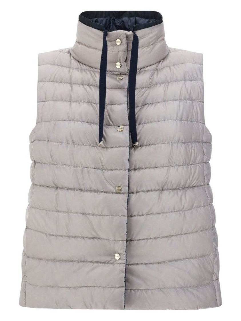 Herno Lightweight Quilted Grey Jacket With High Collar