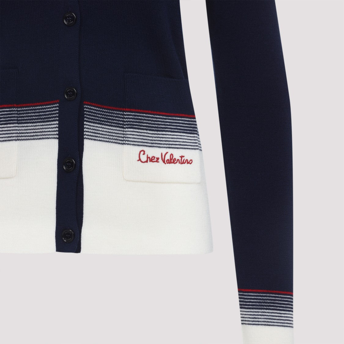 Valentino V-Neck Cardigan With Contrast Hem