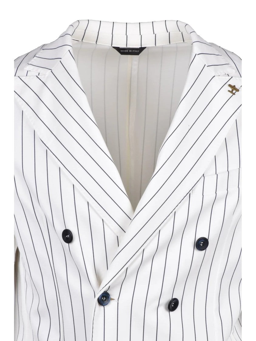 Havana & Co White Cotton Nylon Elastane Blazer Jacket