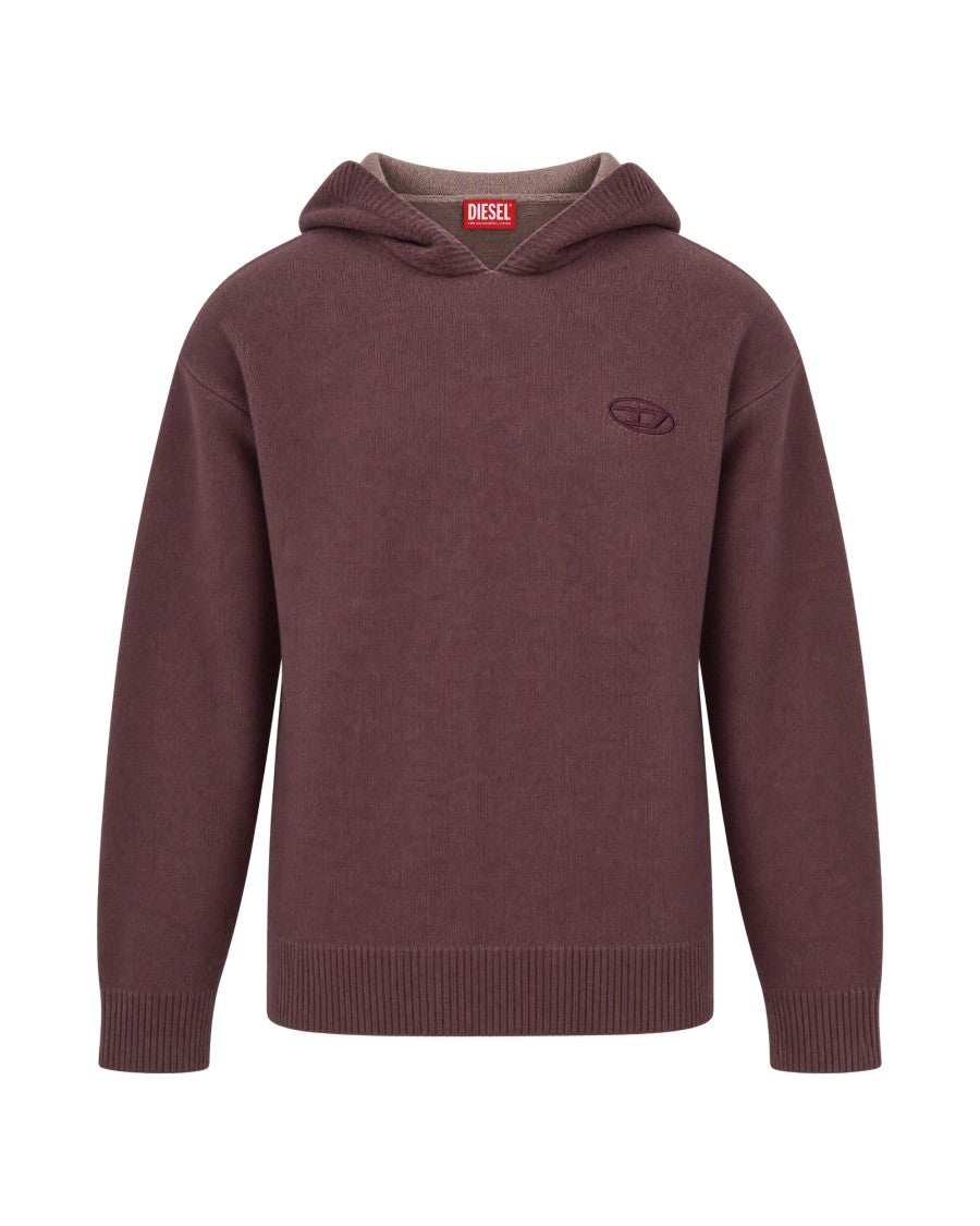 Diesel Pickled Bordeaux Relaxed-Fit Knit Hoodie