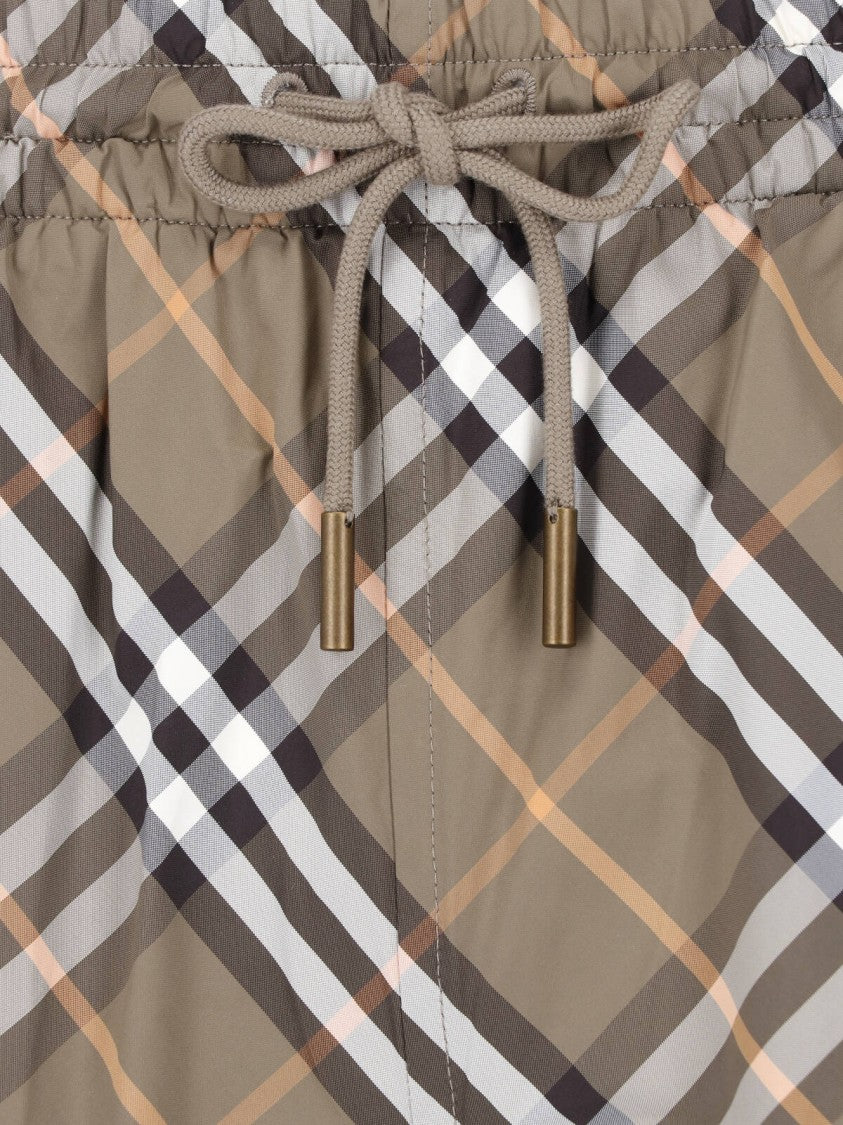 Burberry Brown Check Print Swim Shorts